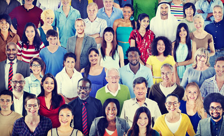 Photo of large group of multi-cultural faces